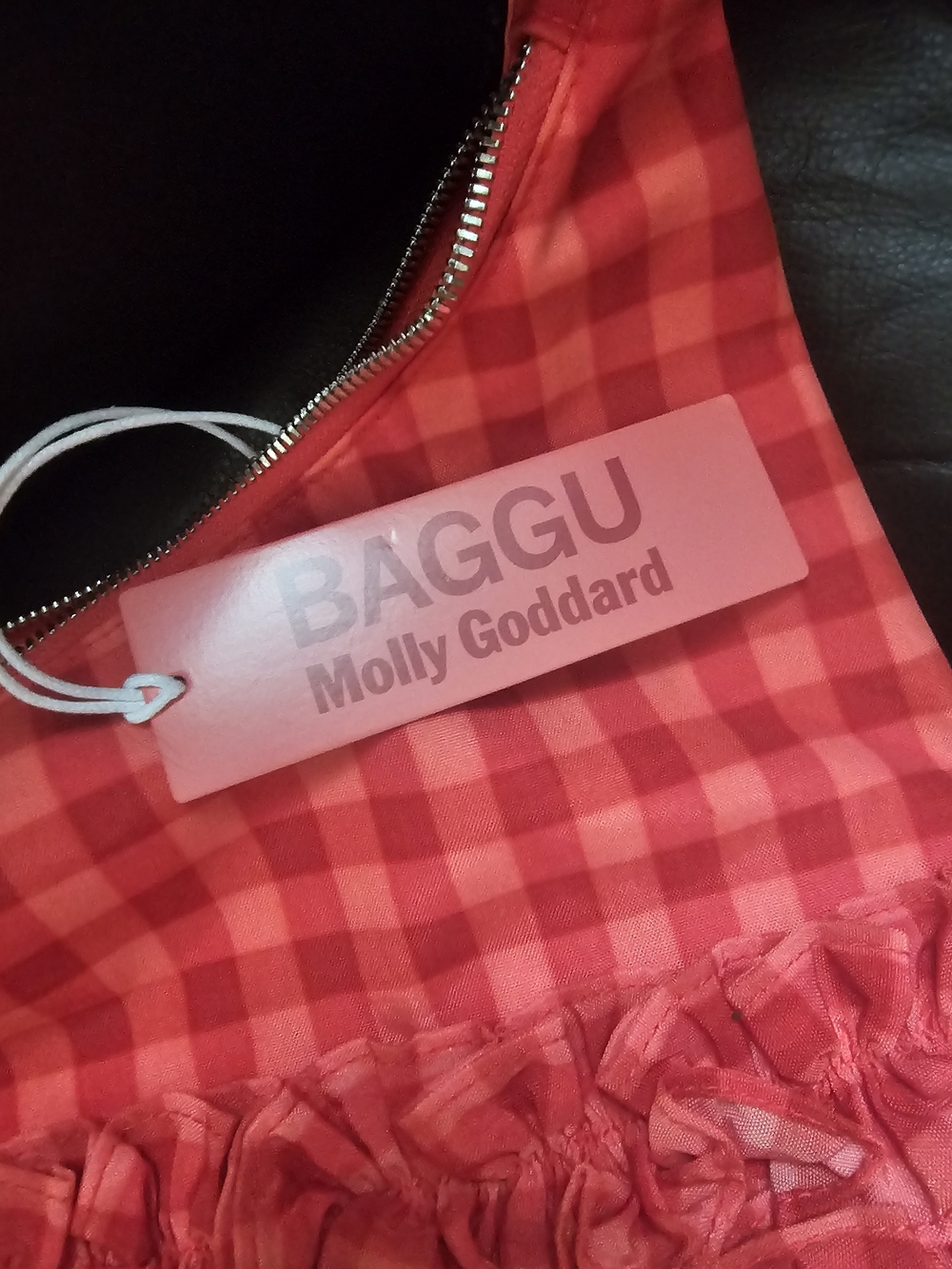 BAGGU Molly Goddard Ruffle Shoulder Bag Gingham Ruffle Shoulder Bag in Pink NWT - Picture 6 of 6